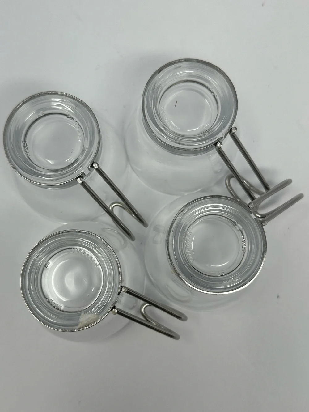 Set of 4 VTG Vitrosax Italy Espresso Glass Cups/Mugs Removable Metal Handle